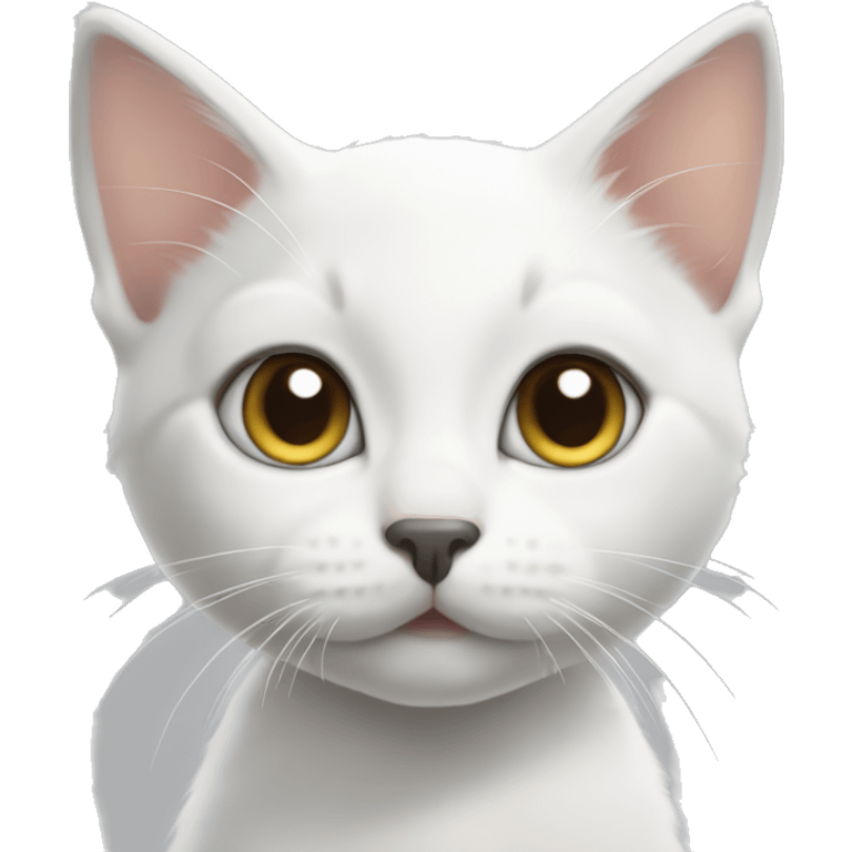 white kitten with gray ears and nose  emoji