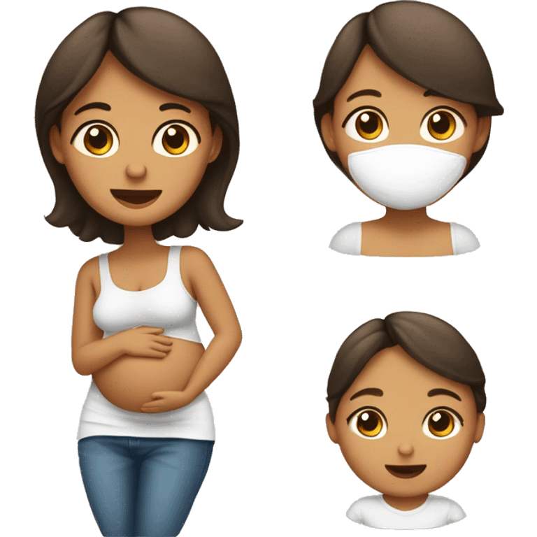 Crear emojis del proceso de una mujer, mujer en embarazo, mujer lactando y mujer con bebe en brazos emoji