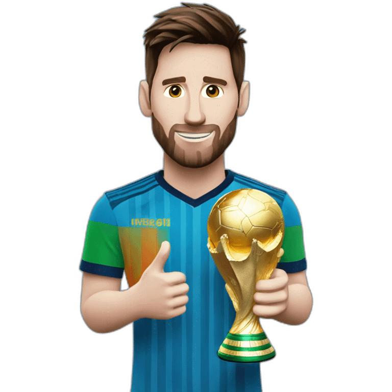 Messi holding the world cup emoji