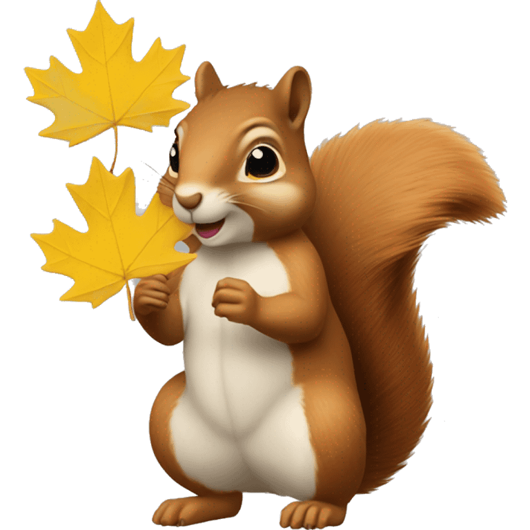 squirrel with a yellow maple leaf emoji