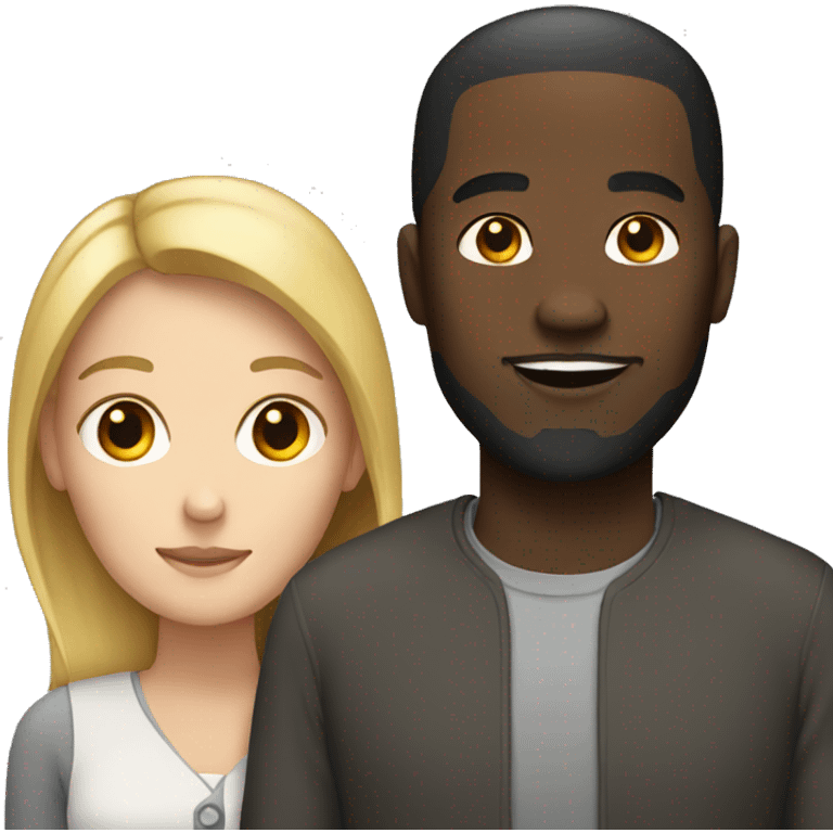 couple white woman and black man emoji