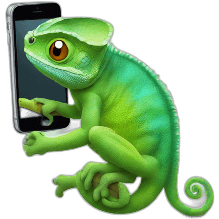 Chameleon with an iPhone emoji