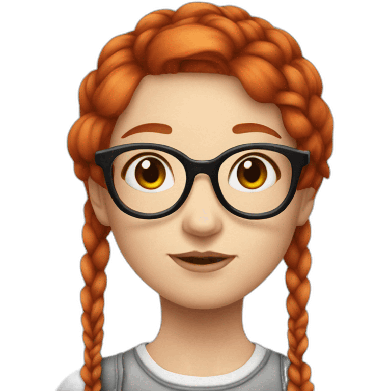 Redhead emo Artist painter girl with a plait and very large round glasses emoji