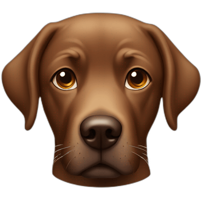 Brown lab, tired face, looking at you confused emoji