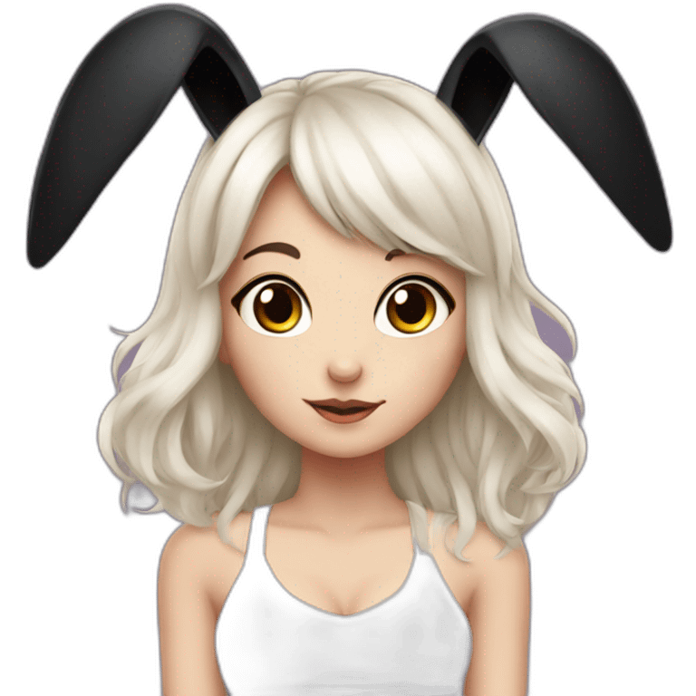 bunnygirl with long and fluffy black ears emoji