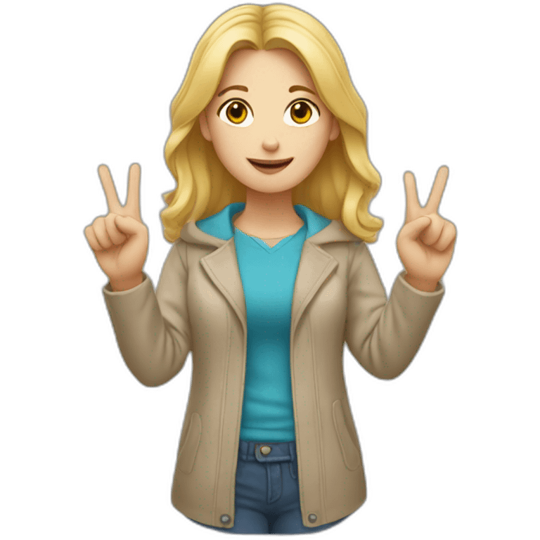 white woman ups two fingers emoji