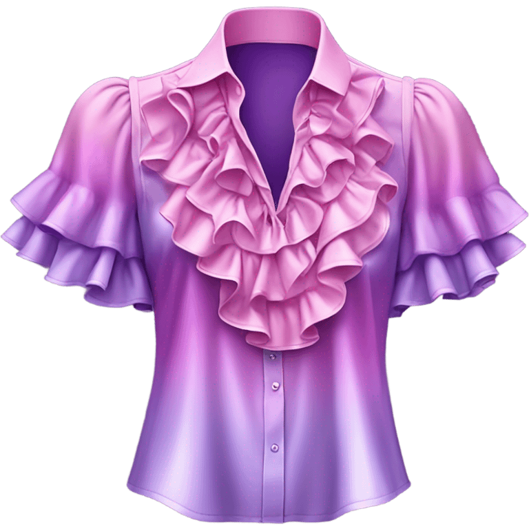 Realistic isolated  view of metallic pink color and pastel purple ombre  ruffle blouse.  emoji