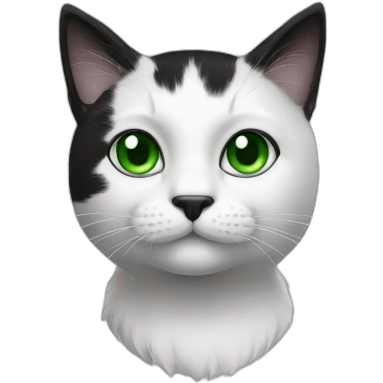 black and white cat green eyes emoji