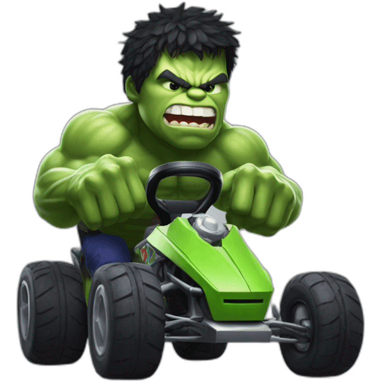 The hulk playing mariokart emoji