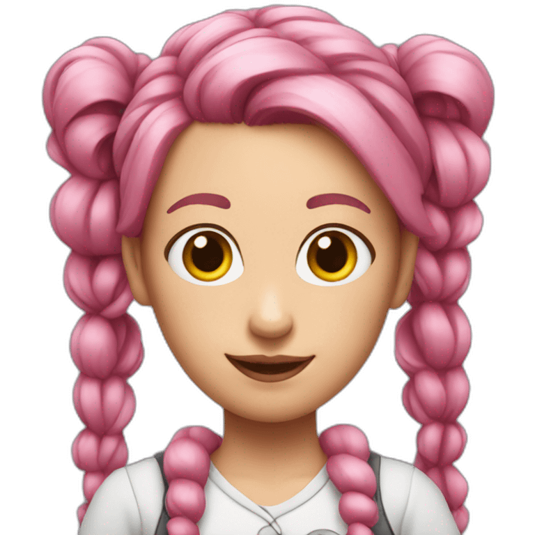 Pink-haired lady with pigtails emoji