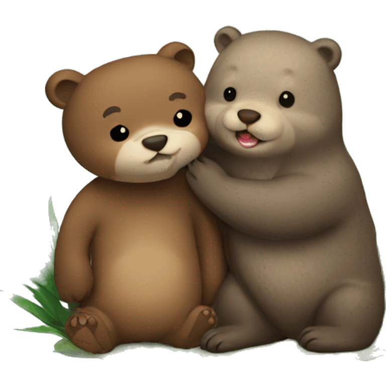 Otter and bear in love emoji