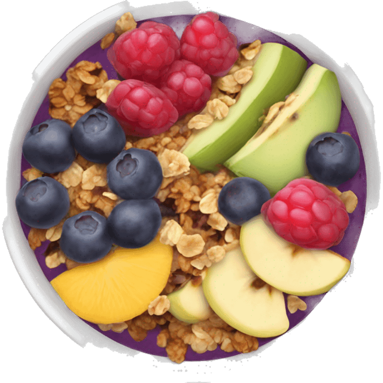 Açaí bowl with fruit granola and honey emoji