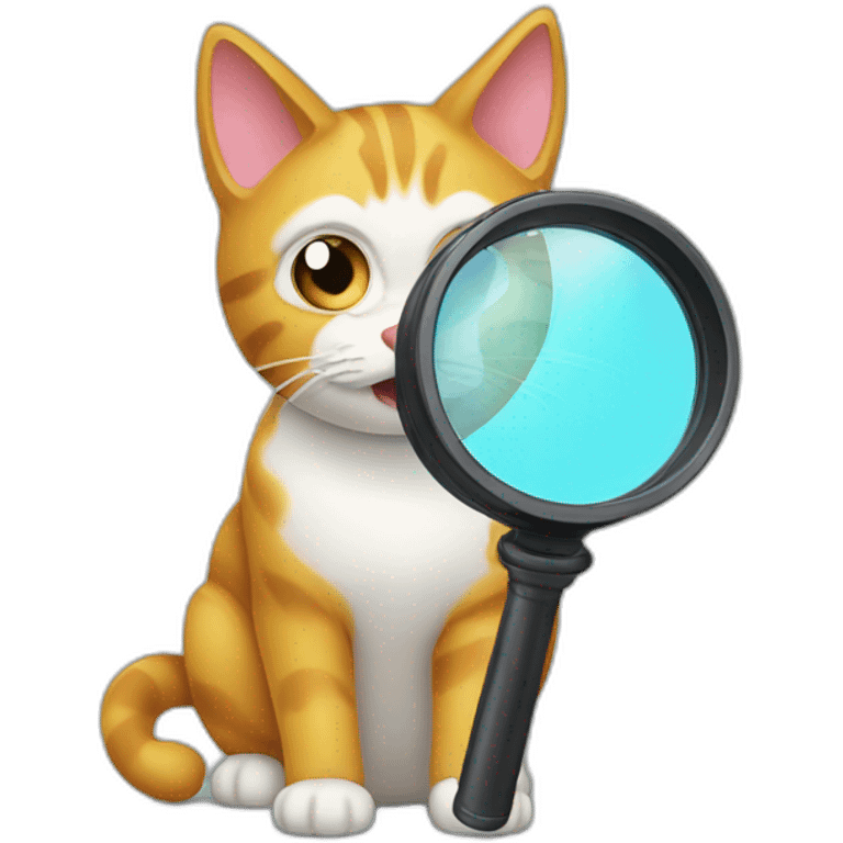 cat searching with a magnifier glass emoji