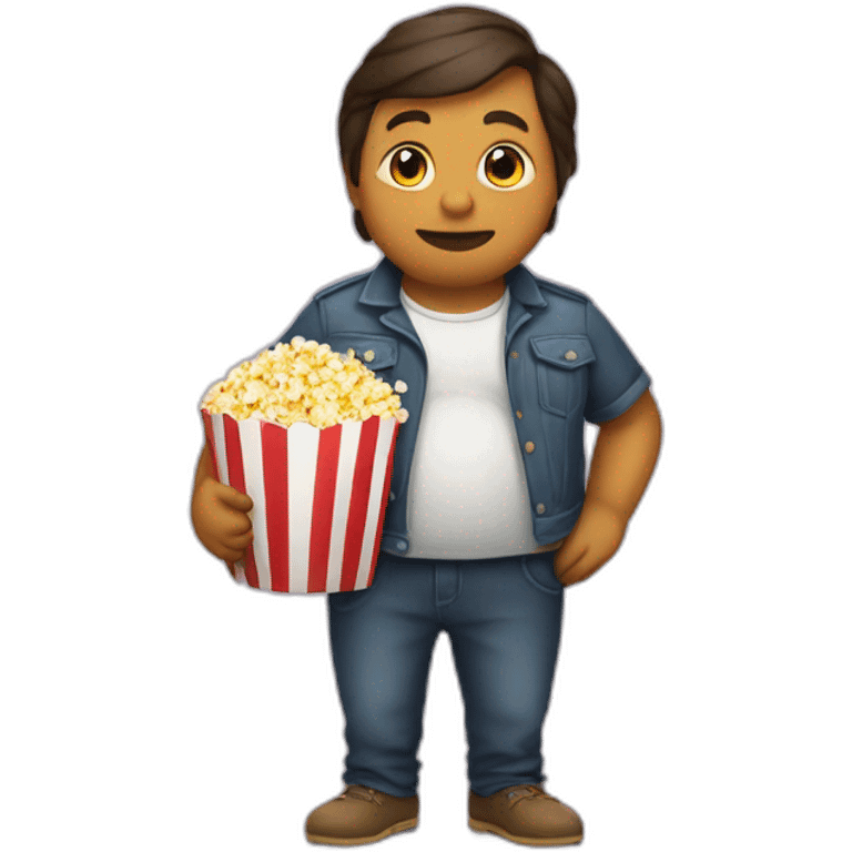 litte fat duck holding bag of popcorn emoji