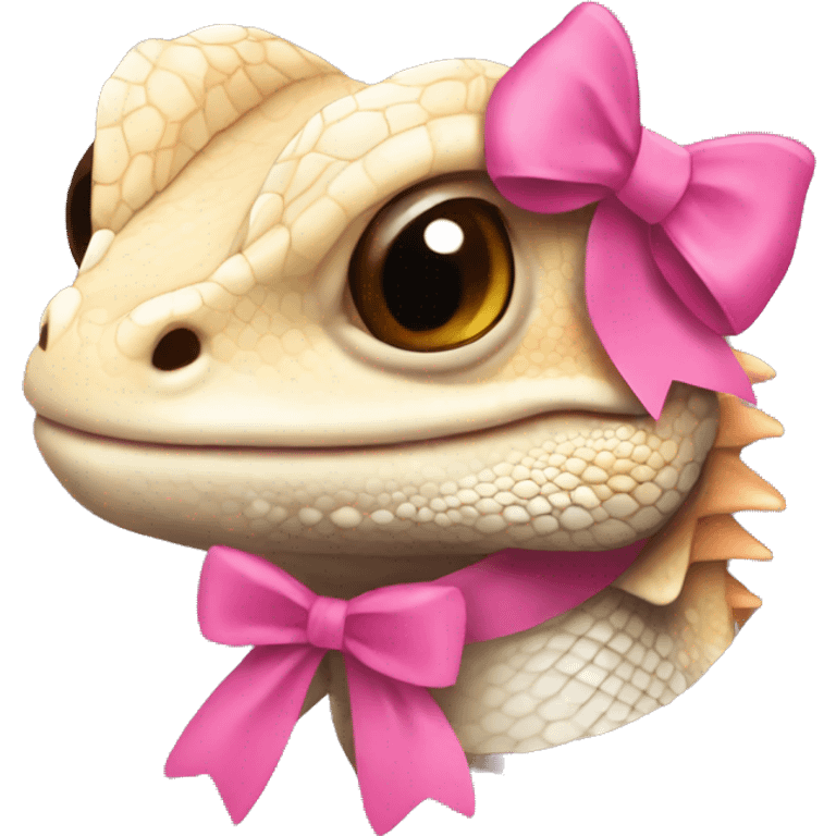 Girly bearded dragon with pink bow emoji