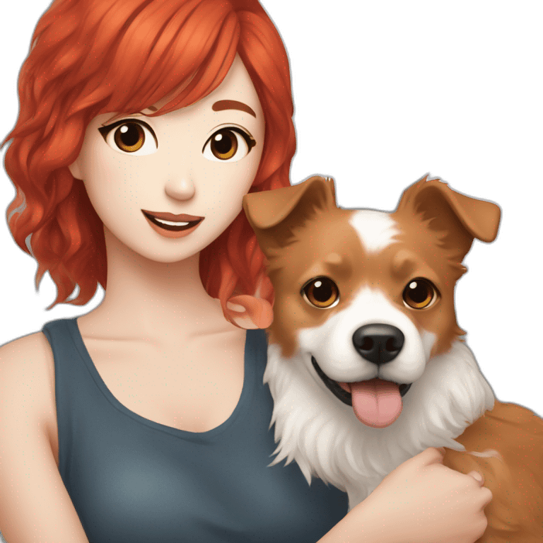 Red-haired K-pop singer with dog ggmaltese emoji