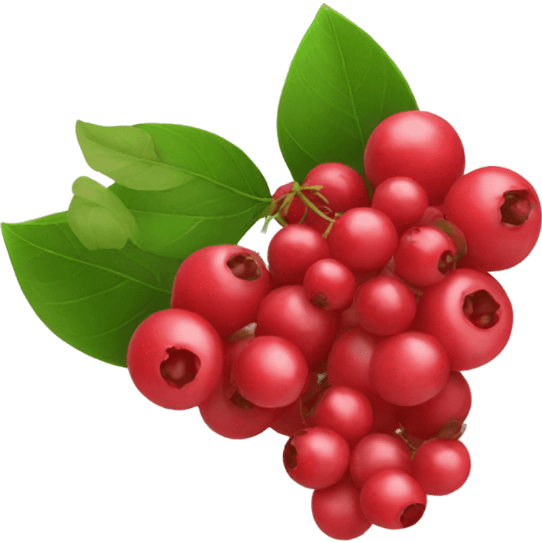 5 red berries with leaves emoji