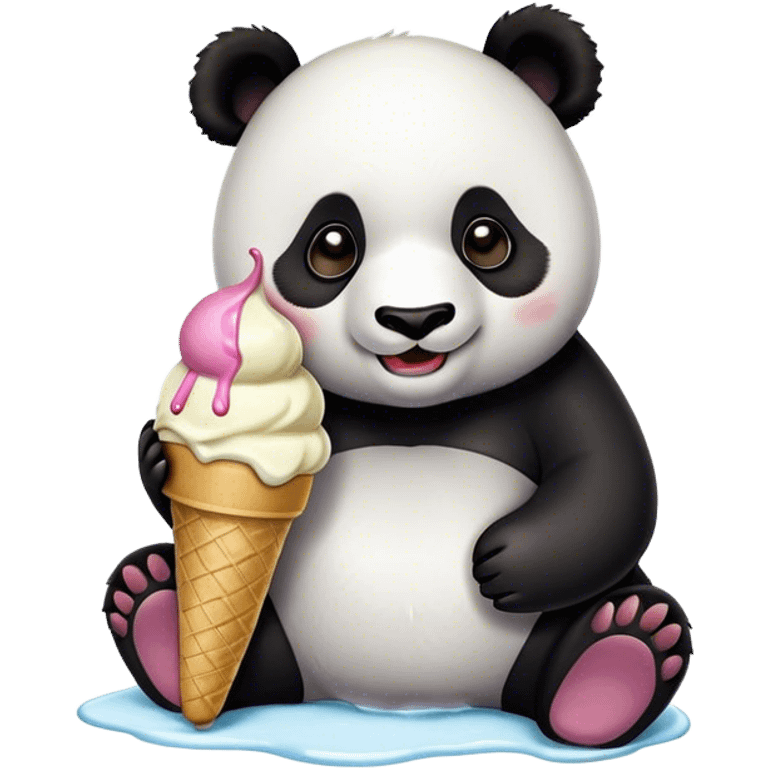 Panda eating ice cream emoji