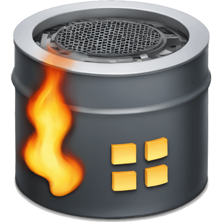 Computer database on fire emoji