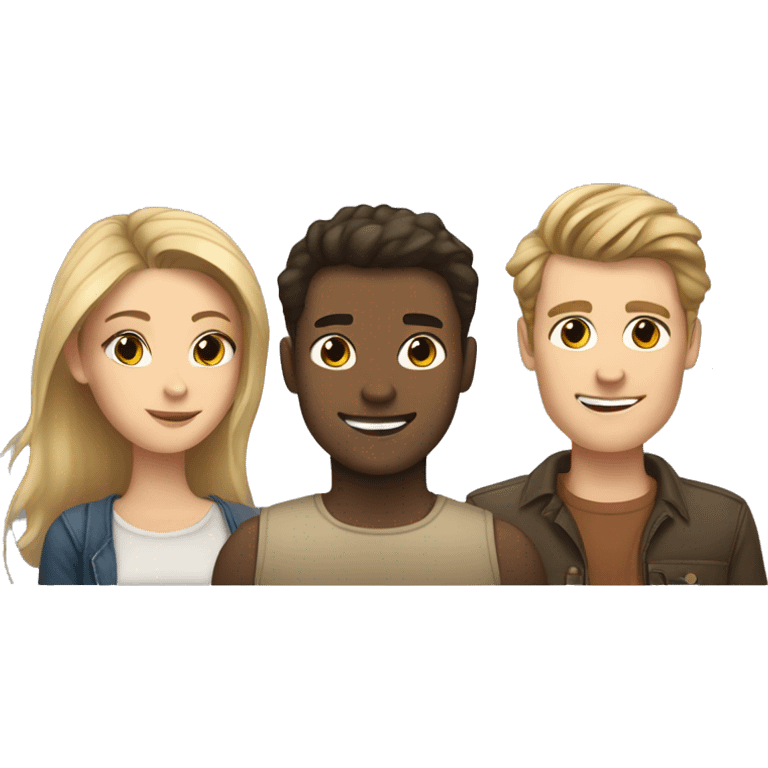 Brunette girl, dirty blonde guy and tortoise colored cat emoji