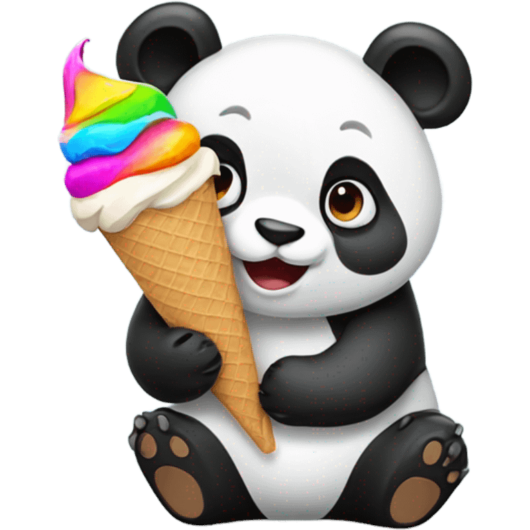 Panda eating ice cream emoji