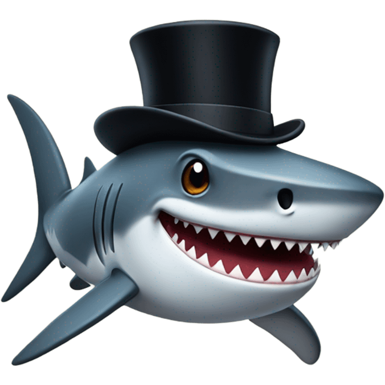 Shark with a top hat emoji