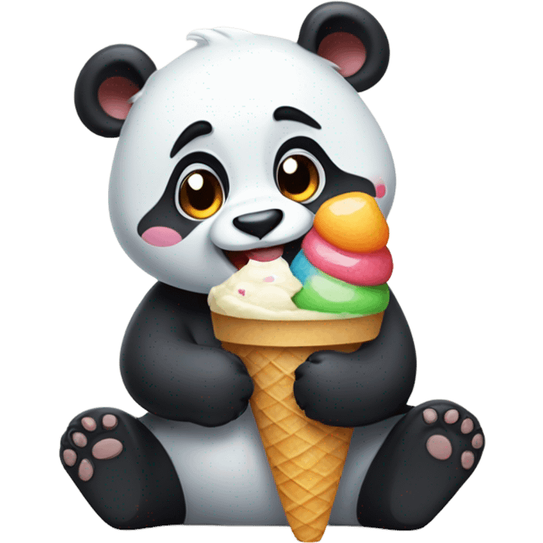 Panda eating ice cream emoji