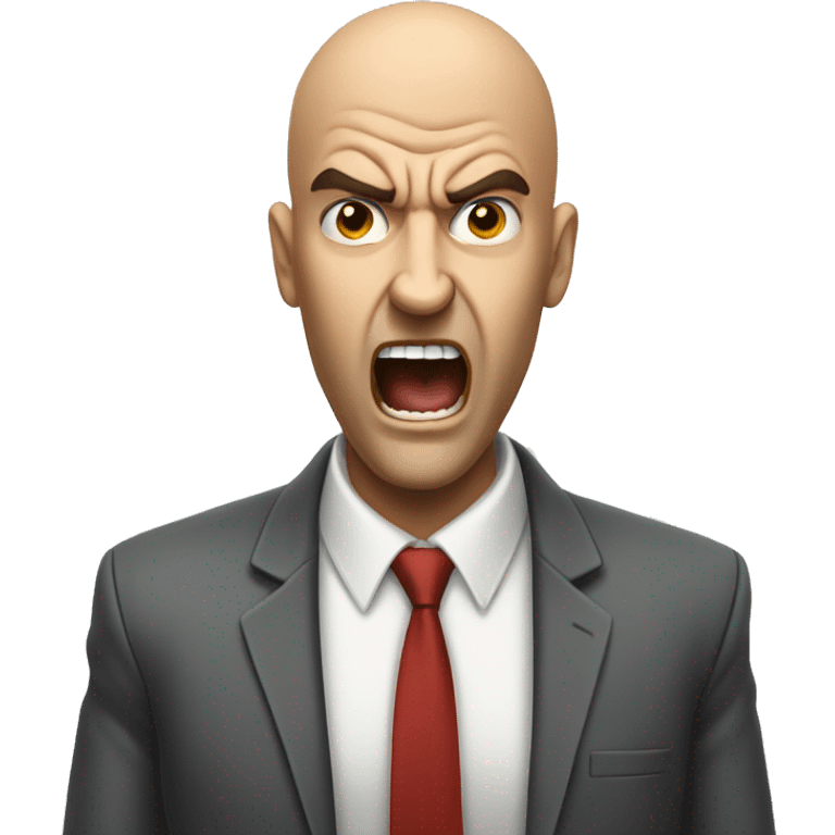 Mad bald boss screaming at worker to get the job done emoji