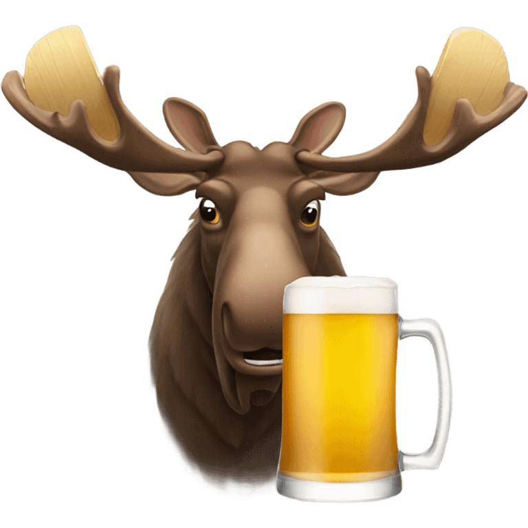 A moose drinking a beer emoji