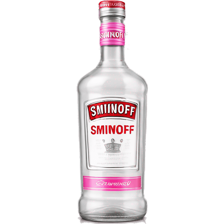 Realistic clear smirnoff bottle with pink lid and label. emoji