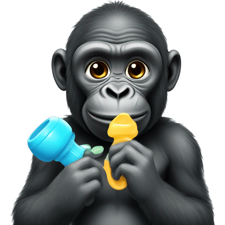 Gorillas touching pacifiers emoji