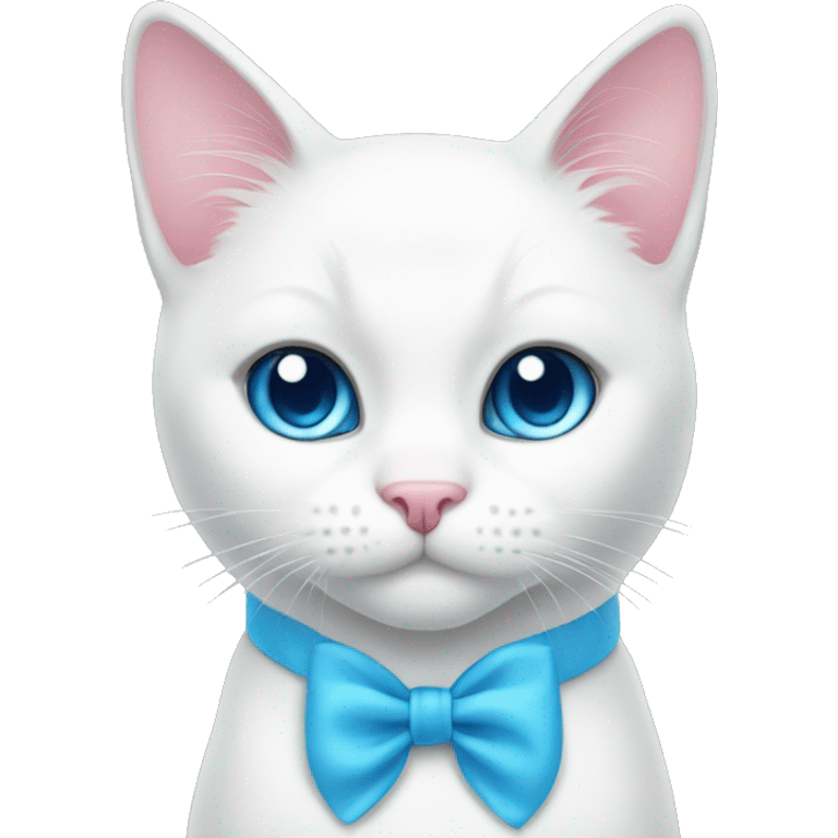 White cat pink bow blue eyes  emoji