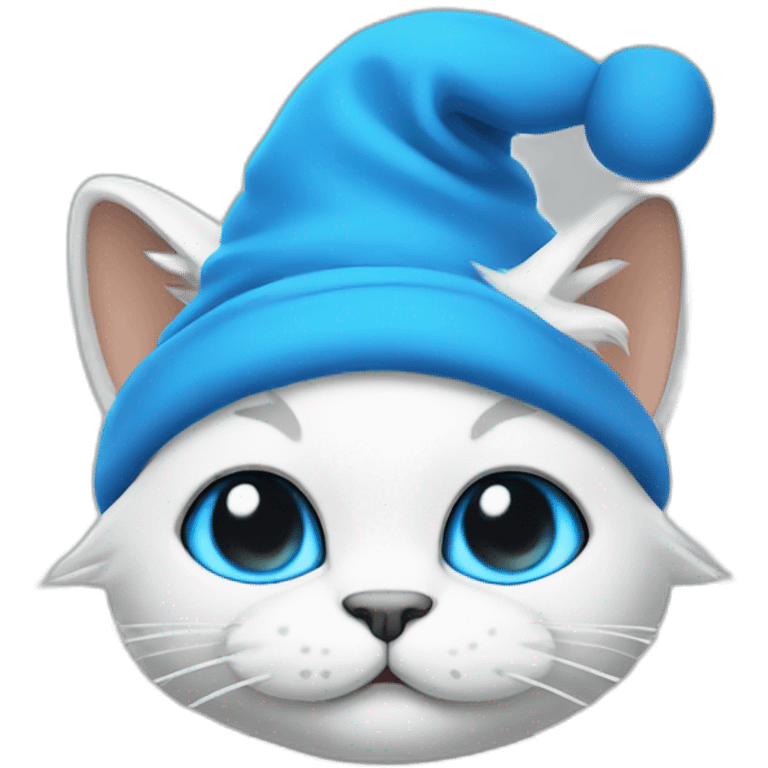 Blue smurf cat with white Smurfhat emoji