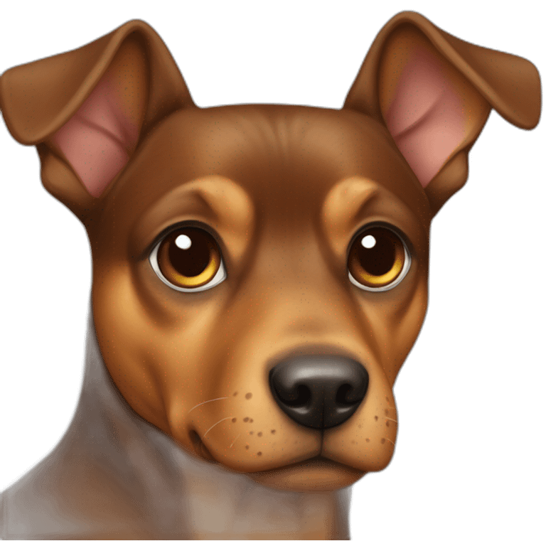 A dog with race of pincher nain with brown fur emoji