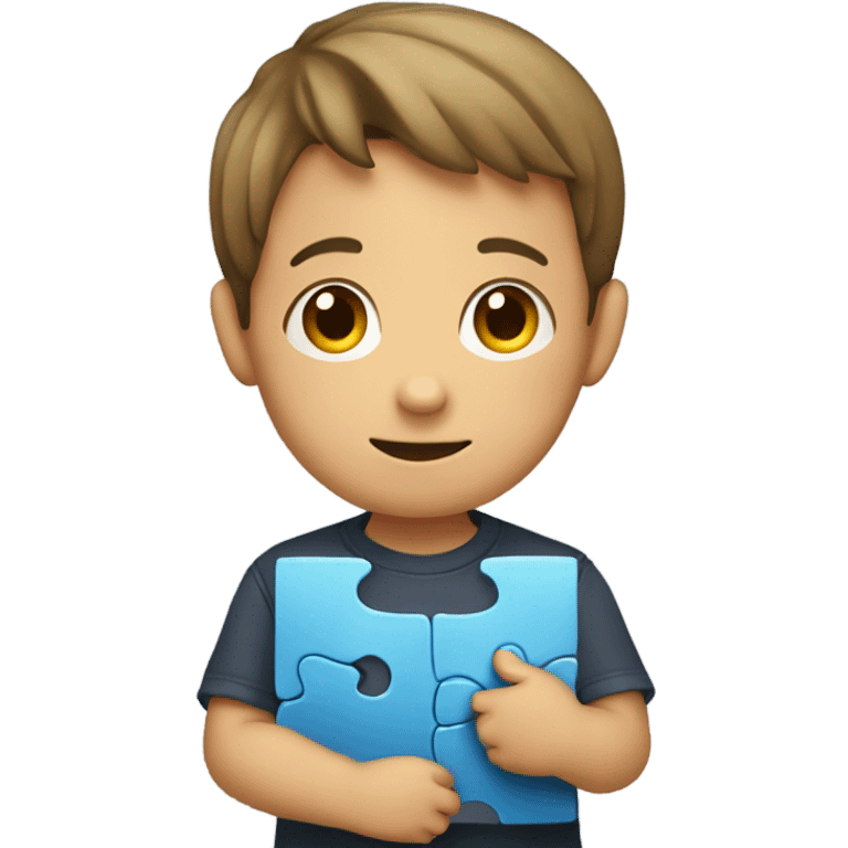 a child with a puzzle in his hands emoji