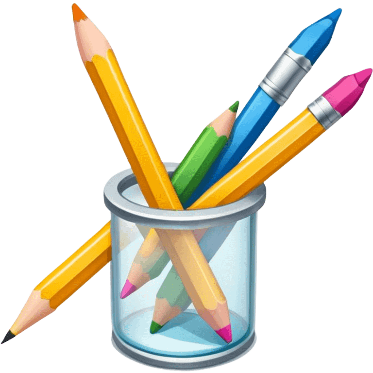 Illustration drawing icon, detailed linework, vibrant colors, artistic tools like pencils and brushes, clean lines, minimalistic design, transparent background. emoji