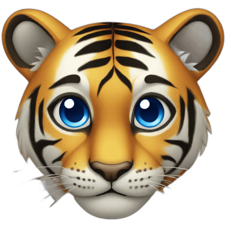 tiger with big blue eyes, shiny and sparkles emoji