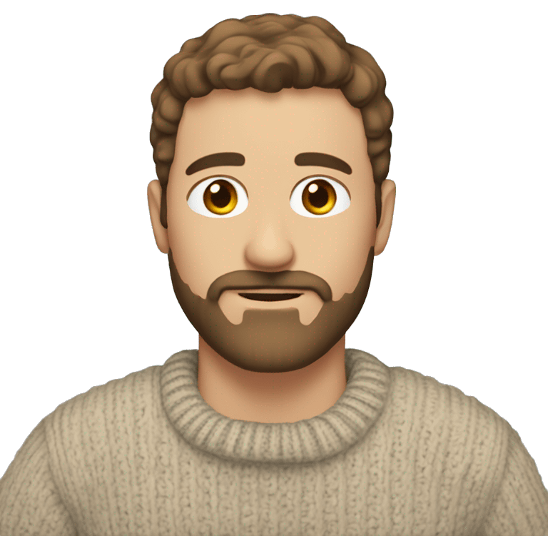 white man with short brown hair and brown beard and mustache wearing a cozy sweater  emoji