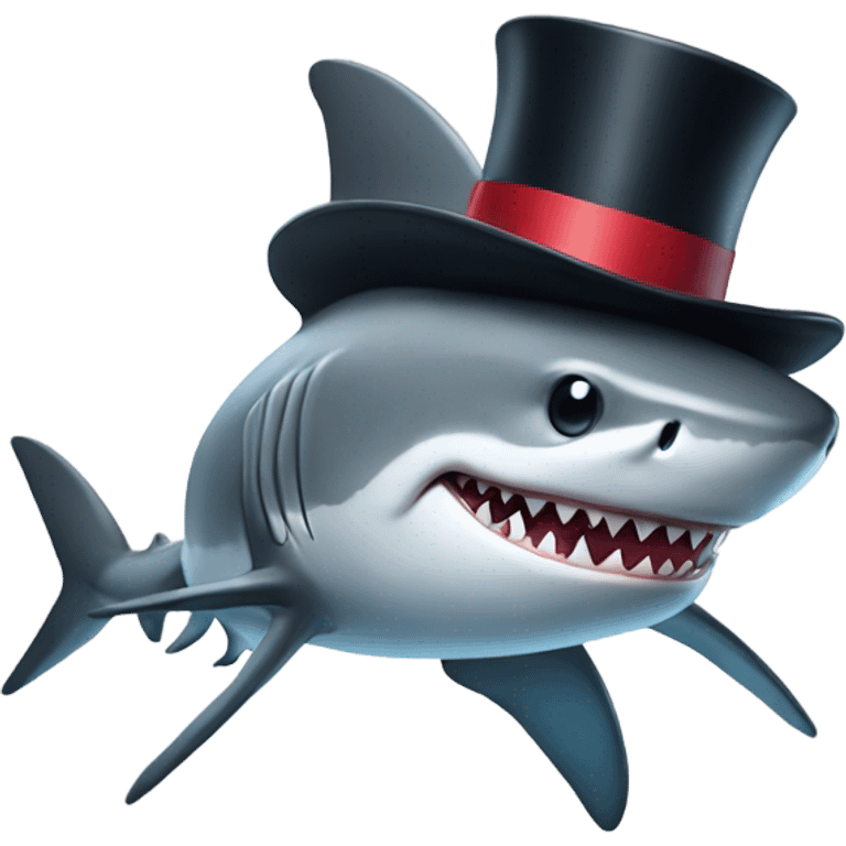 Shark with a top hat emoji