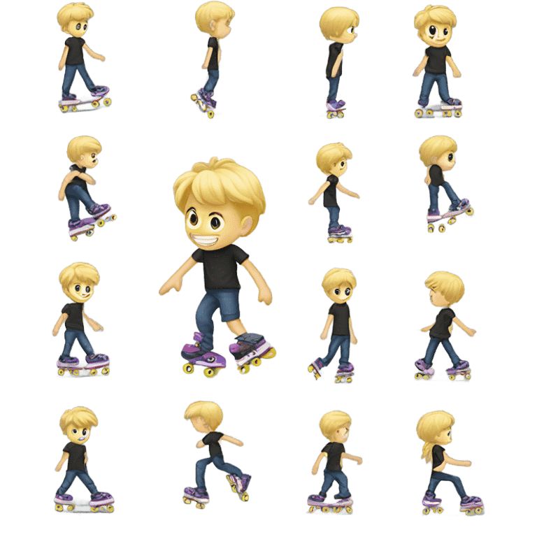 Blonde boy feet have inline skates emoji