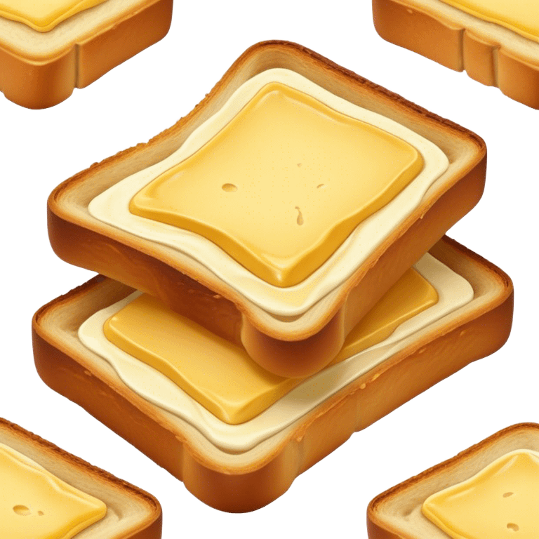 Cinematic warm toasted bread, golden-brown edges, butter melting into the surface, slightly crispy texture, simple and comforting, warm glowing background, inviting and homely. emoji