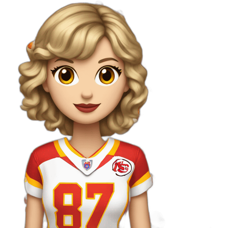 taylor swift wearing chiefs jersey number 87 emoji