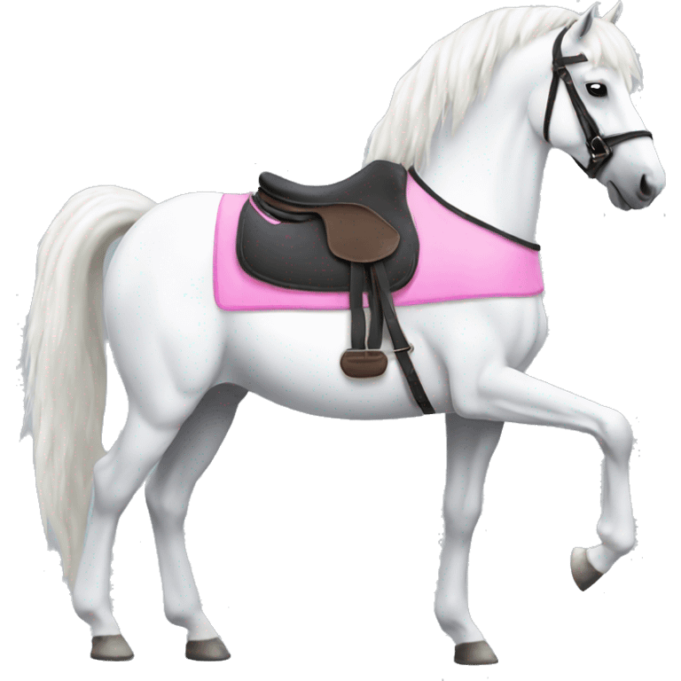 a white horse with pink saddle pad  emoji