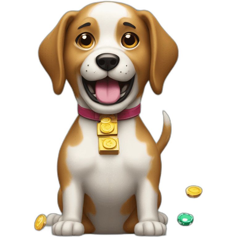 A dog playing a slot machine winning emoji