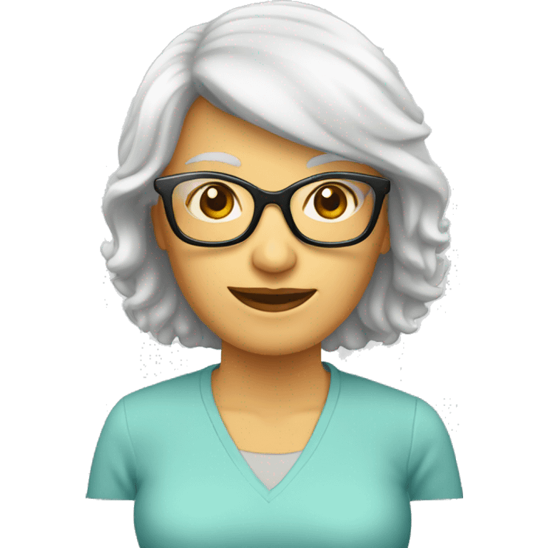 mujer 70 años pelo blanco gafas emoji