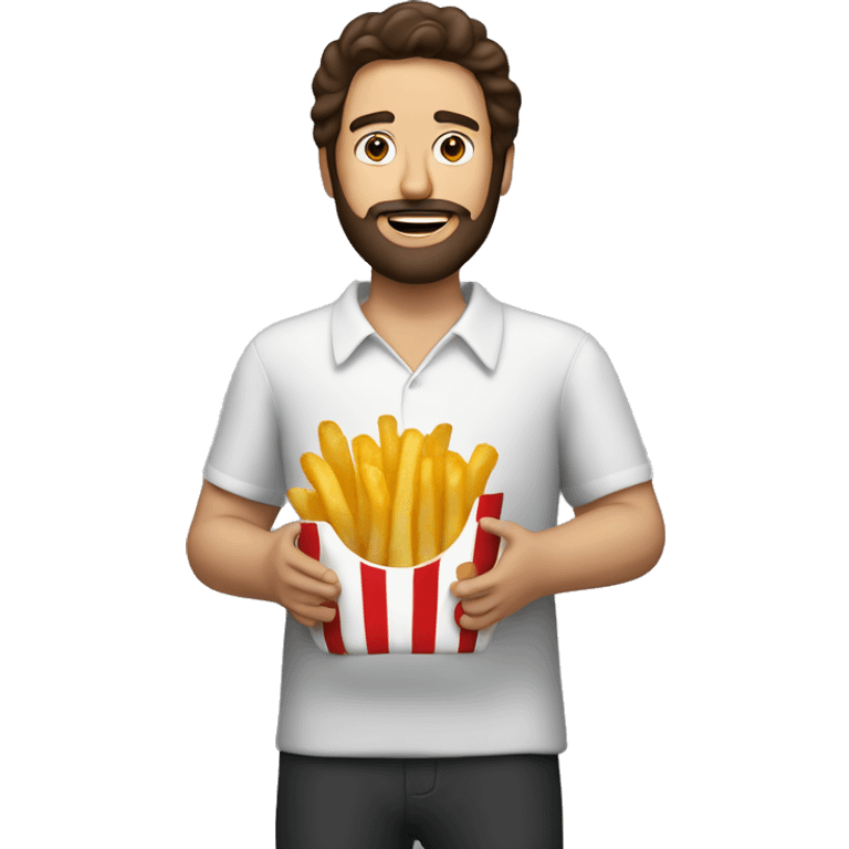 Brunette man with beard fries bacon  emoji