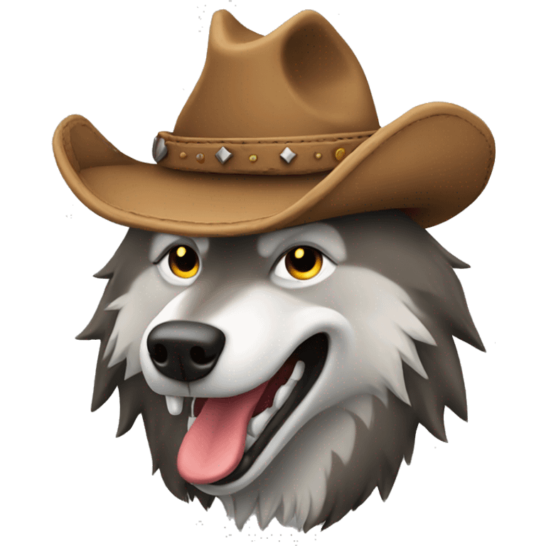 Wolf with a cowboy hat howling emoji