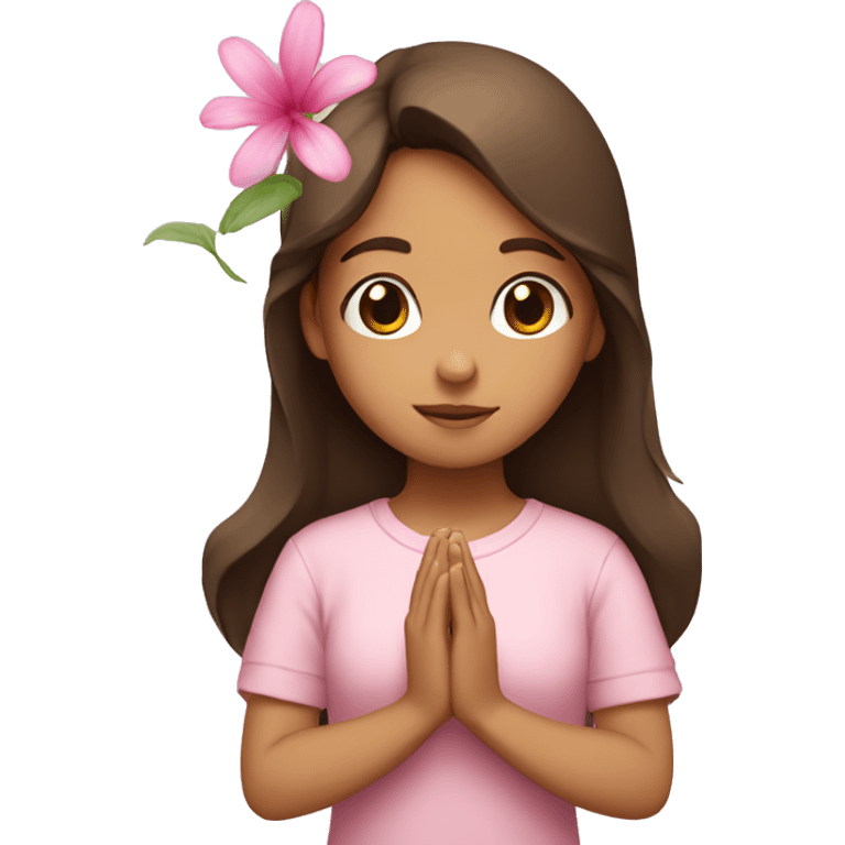 hispanic with brown hair praying girl with pink flora  emoji