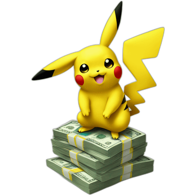 Pikachu standing on cash  emoji