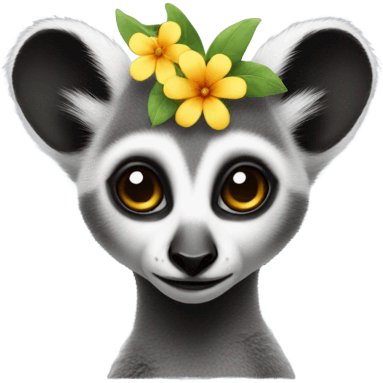 Lemur with a flower in her hair emoji